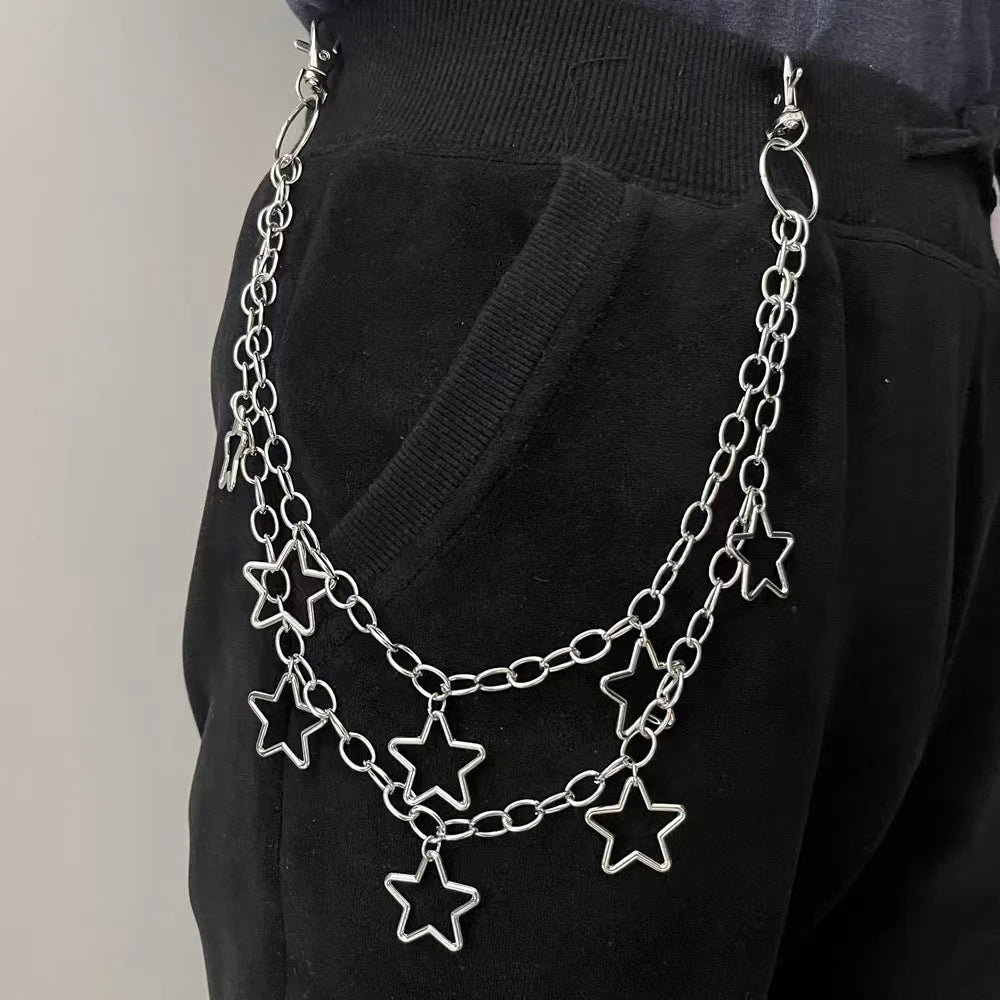 Crescent Moon Layered Waist Chain for Gothic and Alternative Fashion