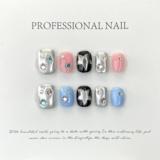 Celestial Gothic Press On Nails with Alternative Charm Inspired Artwork