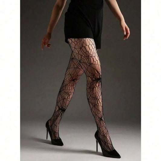 Cross Pattern Fishnet Tights High Stretch Gothic Alternative Fashion Hosiery