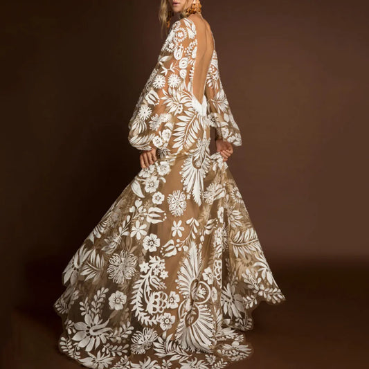 Ornate Embroidered Gothic Luxe Alternative Evening Gown