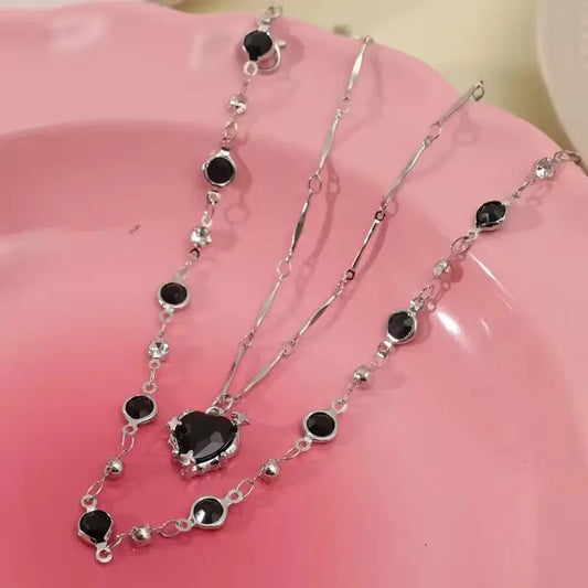 Layered Heart Choker Necklace for Grunge Y2K Alternative Fashion Looks