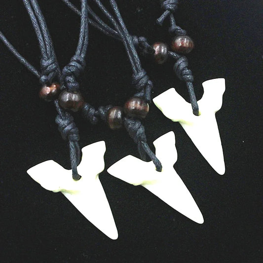 Shark Tooth Pendant Necklace Tribal Alternative Statement Fashion Jewelry