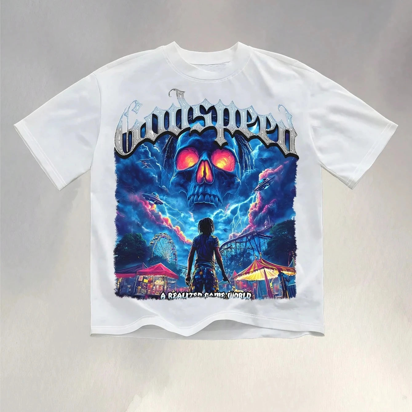 Nightmare Realm Anime Graphic Oversized Vintage Washed Cotton T-Shirt
