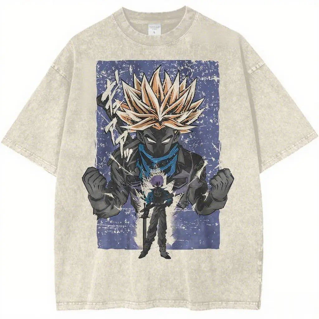 Frost Aura Anime Graphic Oversized Vintage Washed Streetwear Cotton T-Shirt