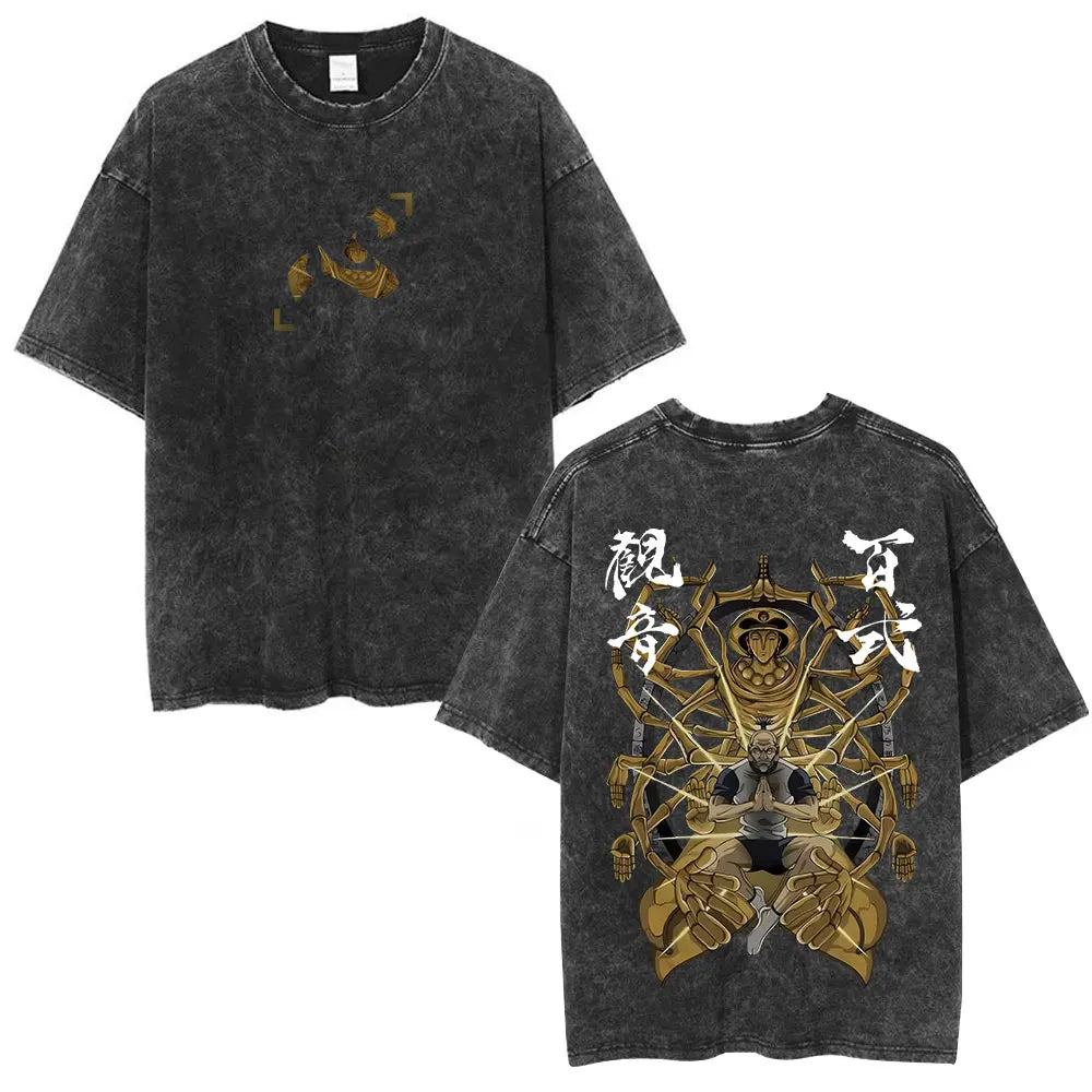 Dark Anime Goth Symbolic Art Oversized Washed Streetwear T-Shirt