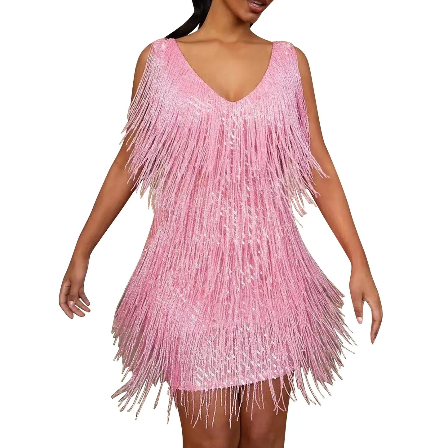 Sequin Tassel Backless Bodycon Mini Dress for Festival and Nightlife Styling