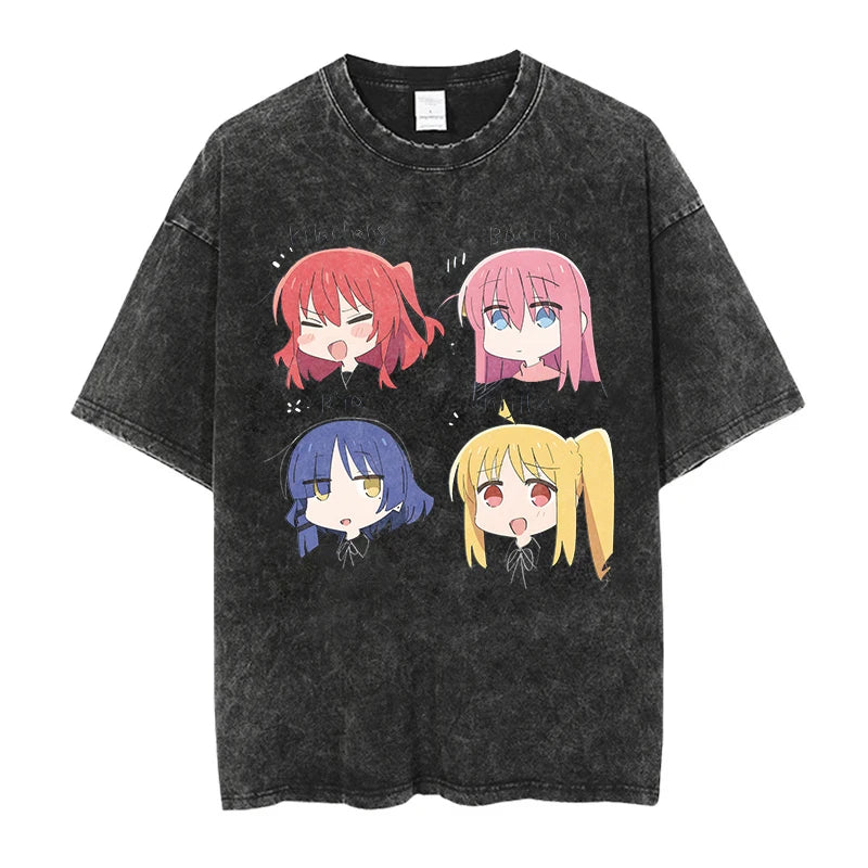 Kawaii Manga Oversized Tee with Anime Goth Character Graphic Design