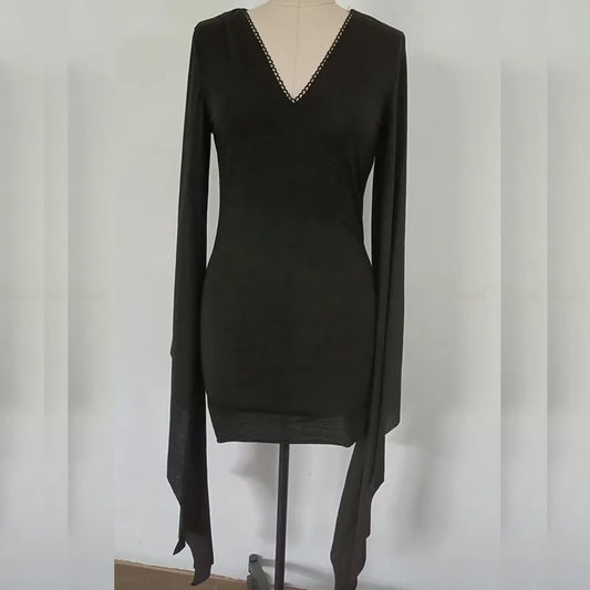 Oversized Gothic Batwing Sweater Dress with Alternative Streetwear Aesthetic