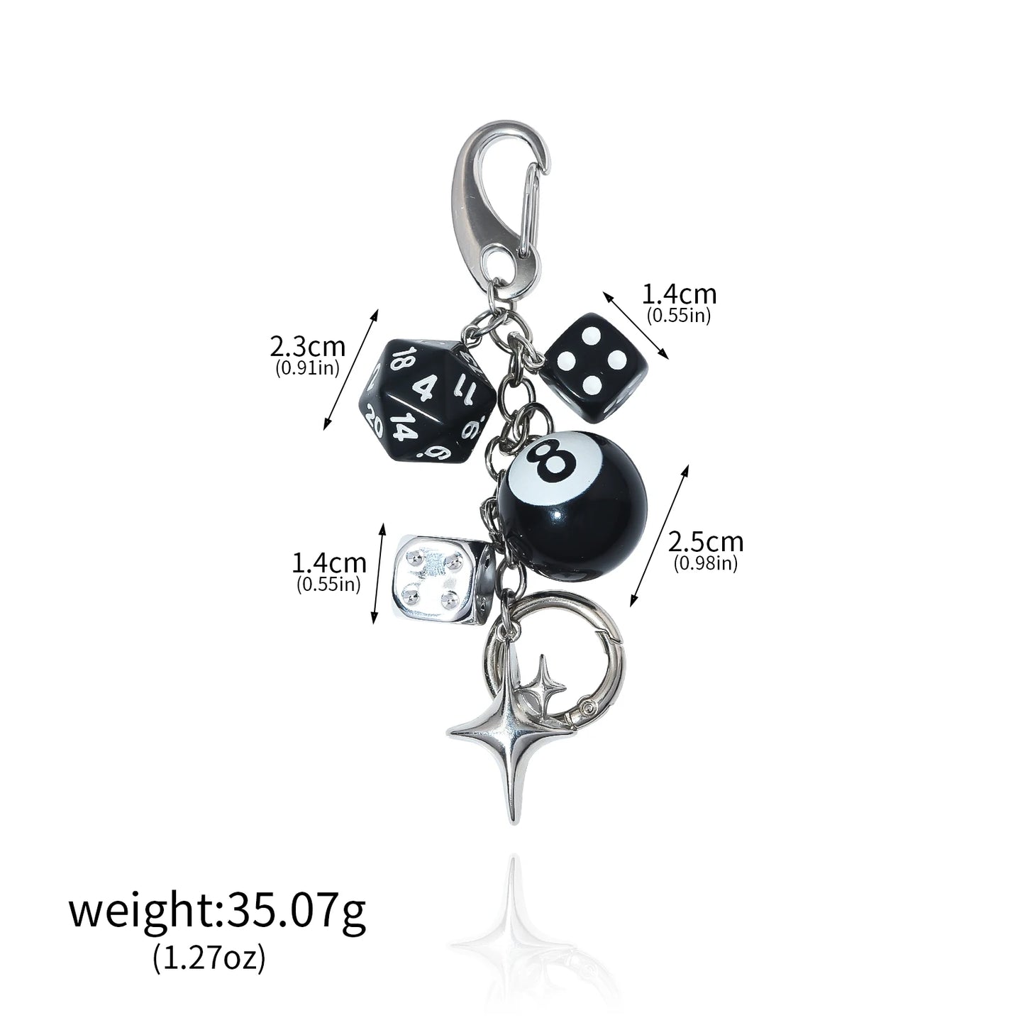Y2K Dice Charm Keychain Alternative Streetwear Bag Accessory