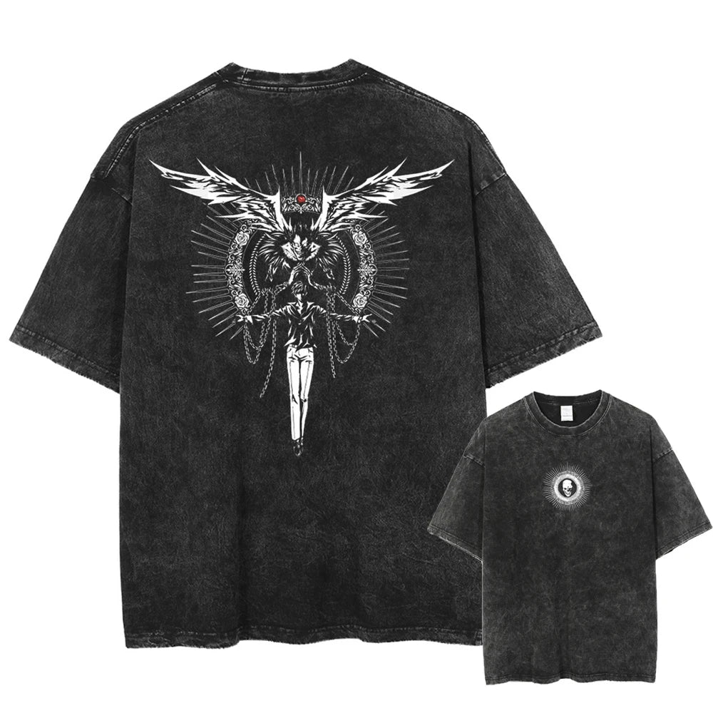 Anime Goth Infernal Symbol Oversized Distressed Streetwear Shirt