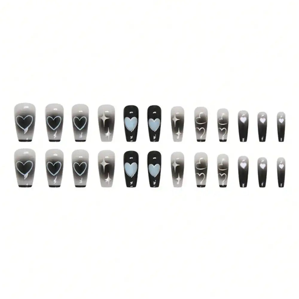 Dark Feminine Press On Nails with Gothic Celestial Alternative Art Design