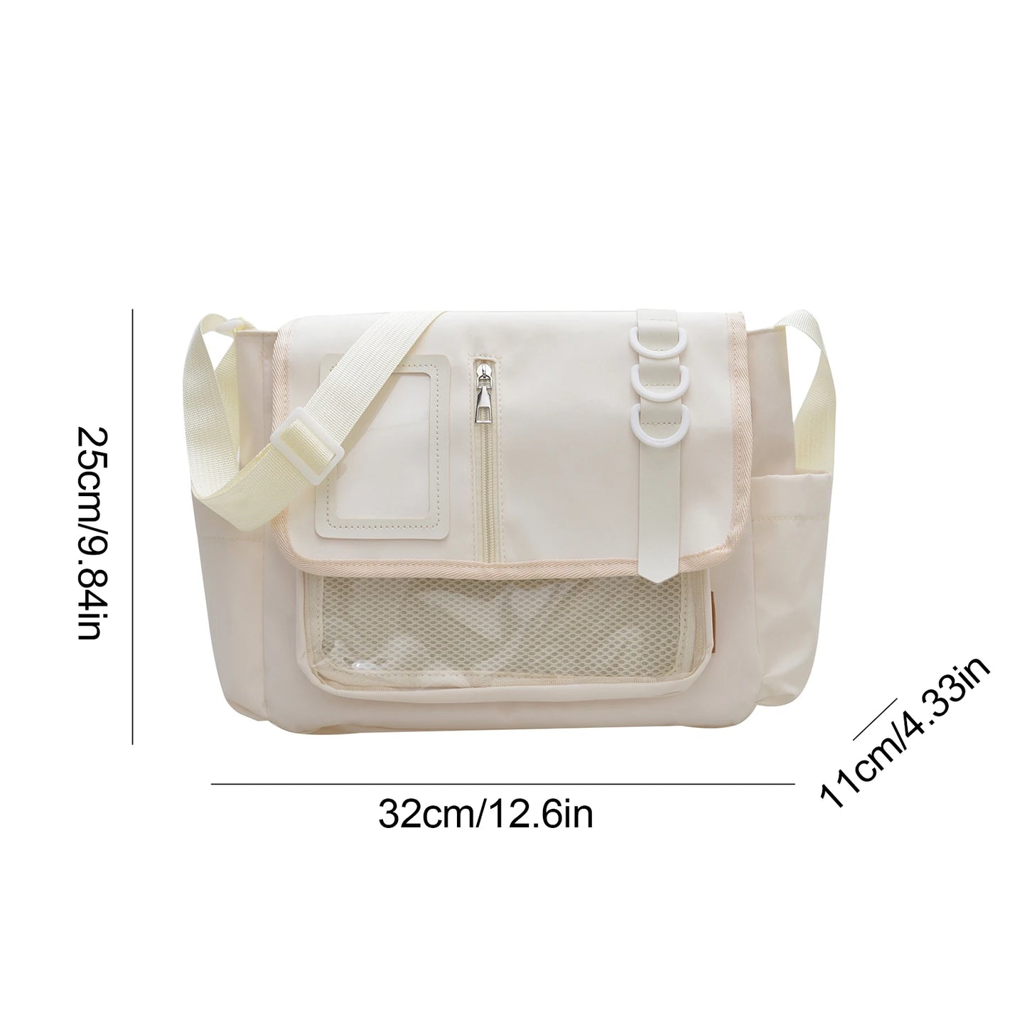 Utility Nylon Crossbody Messenger Bag with Multi Panel Streetwear Styling