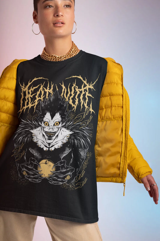 Goth Oversized Graphic Tee with Dark Creature Manga Artwork Design