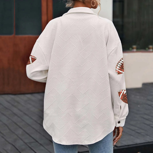 Retro Sports Graphic Button Front Oversized Casual Bomber Style Jacket