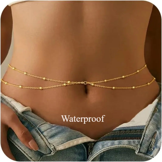Layered Satellite Bead Waist Chain for Minimalist Bohemian Fashion Styling