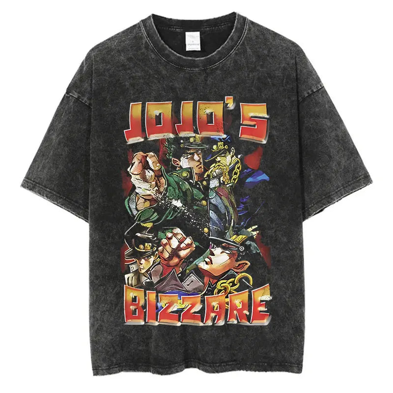 Anime-Inspired Retro Action Graphic Tee with Gothic Streetwear Aesthetic
