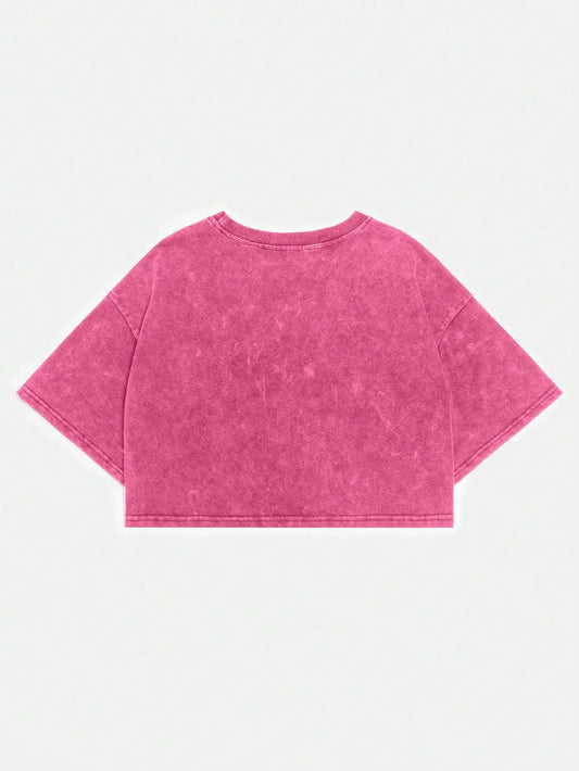 Washed Cotton Crop Tee with Relaxed Fit and Everyday Casual Style