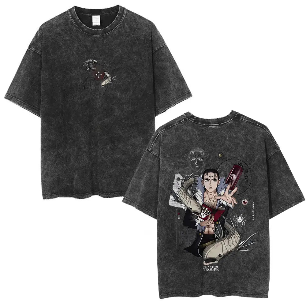 Anime Goth Manga Streetwear Oversized Graphic Washed Cotton T-Shirt
