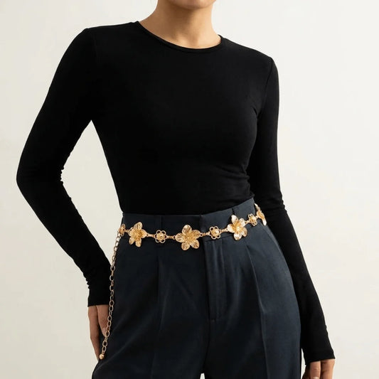 Delicate Floral Charm Waist Chain for Romantic and Bohemian Fashion Styling