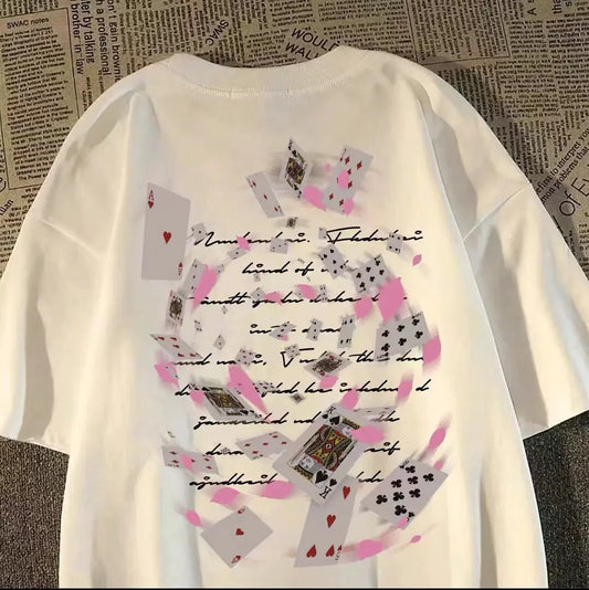 Oversized Geometric Graphic Cotton T-Shirt with Abstract Streetwear Artwork Design