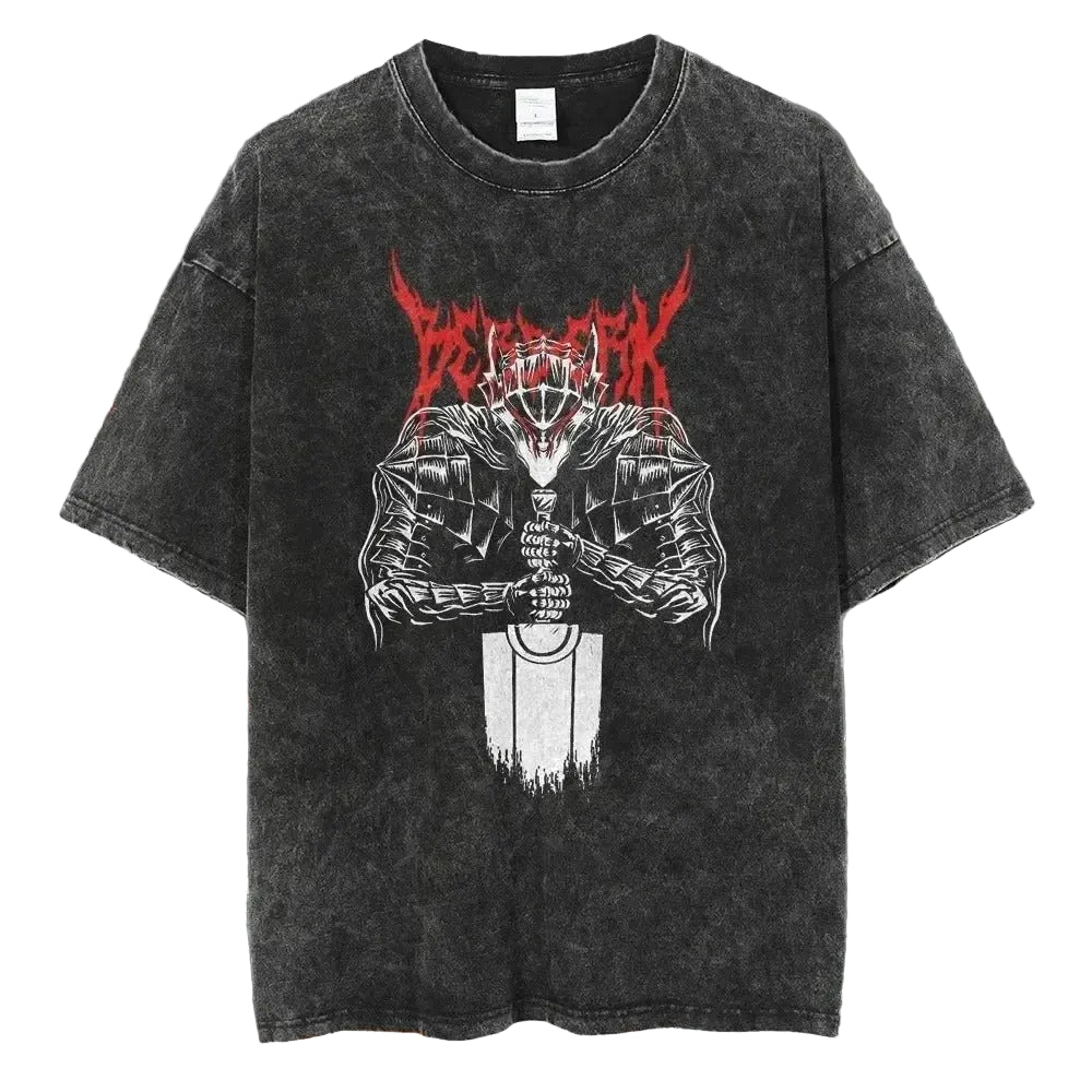 Anime Goth Graphic Shirt with Distressed Creature Manga Streetwear Design