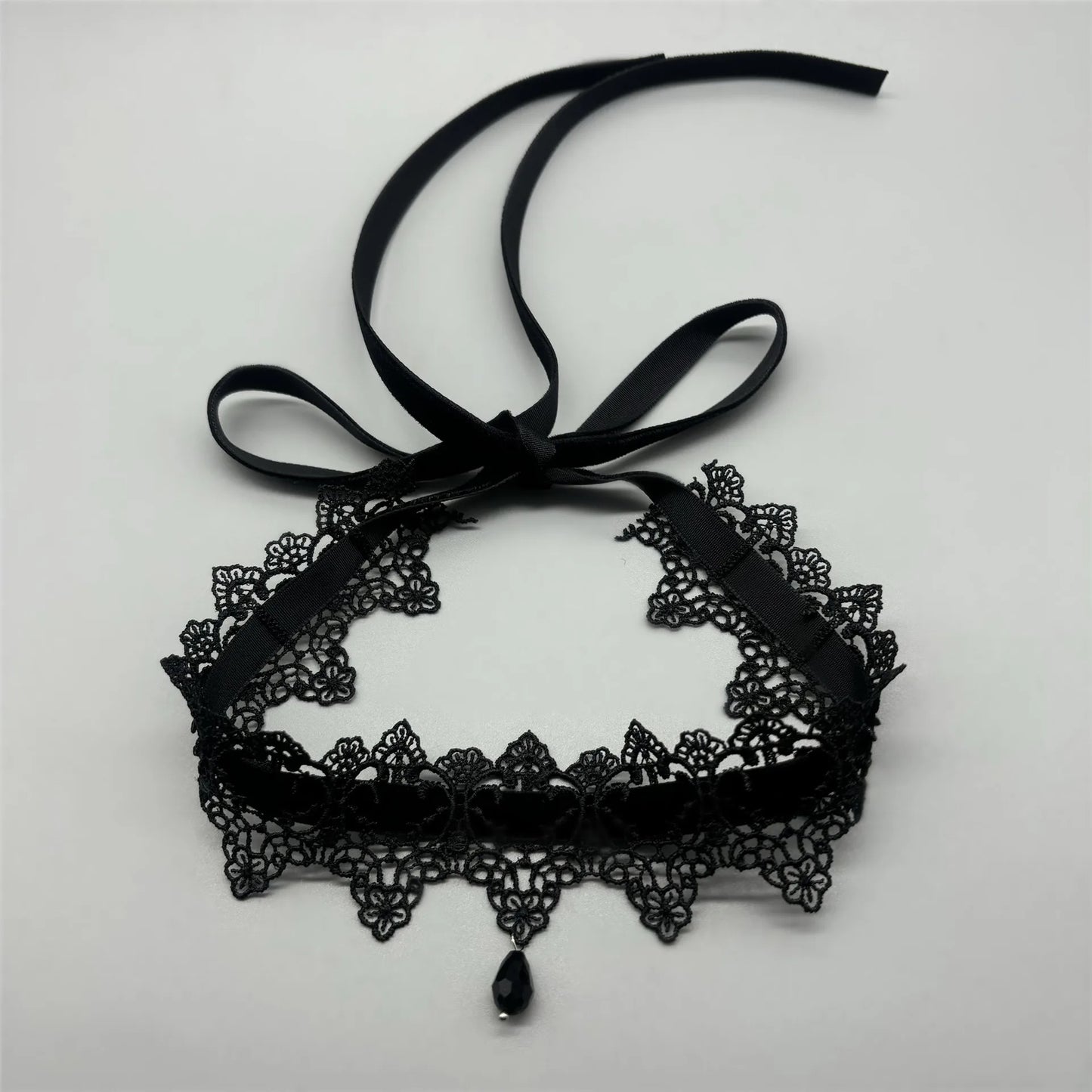 Vintage Gothic Lace Choker Necklace With Ornamental Pendant and Dark Feminine Detailing