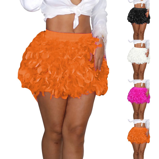 Layered Ruffle Mini Skirt with Elastic Waist Statement Party Design