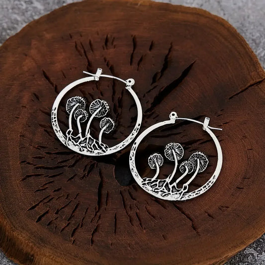 Mushroom Hoop Earrings for Gothic Fairy Grunge and Alternative Fashion