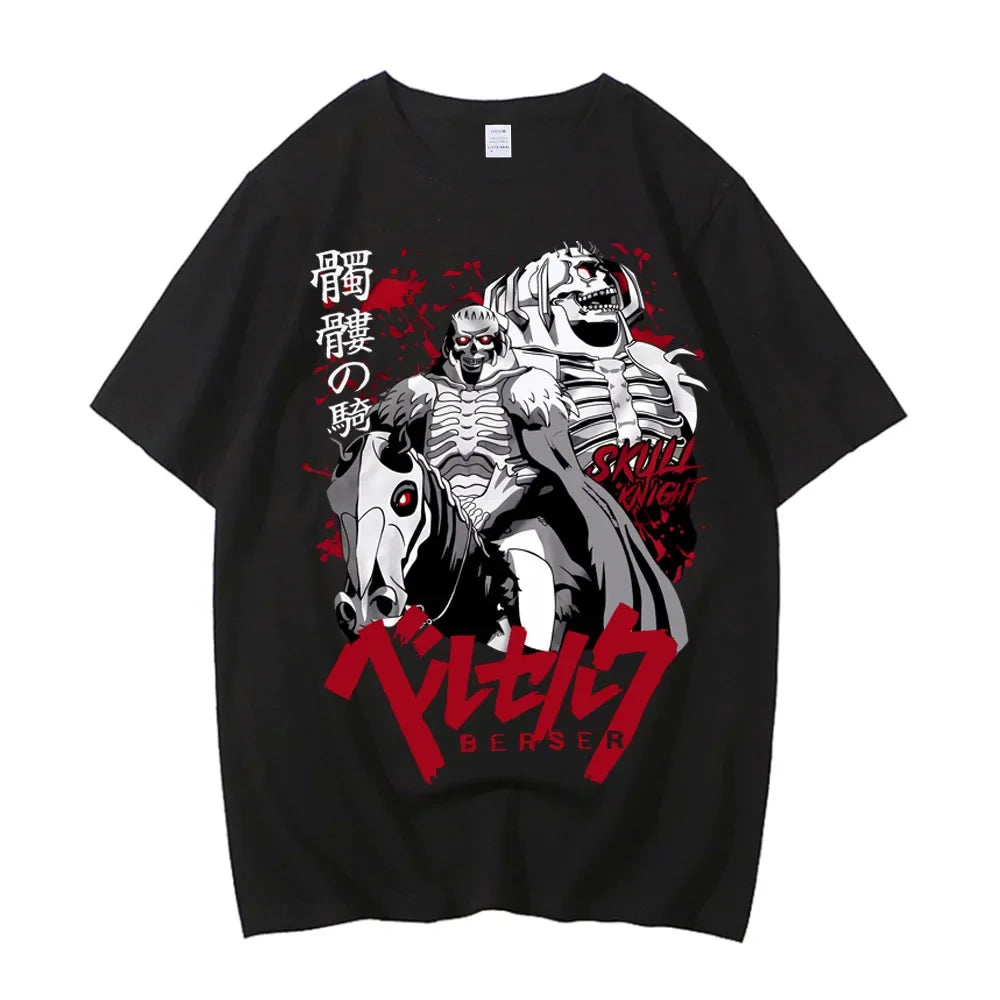 Oversized Anime-Inspired Gothic Streetwear Tee With Retro Punk Graphic Design