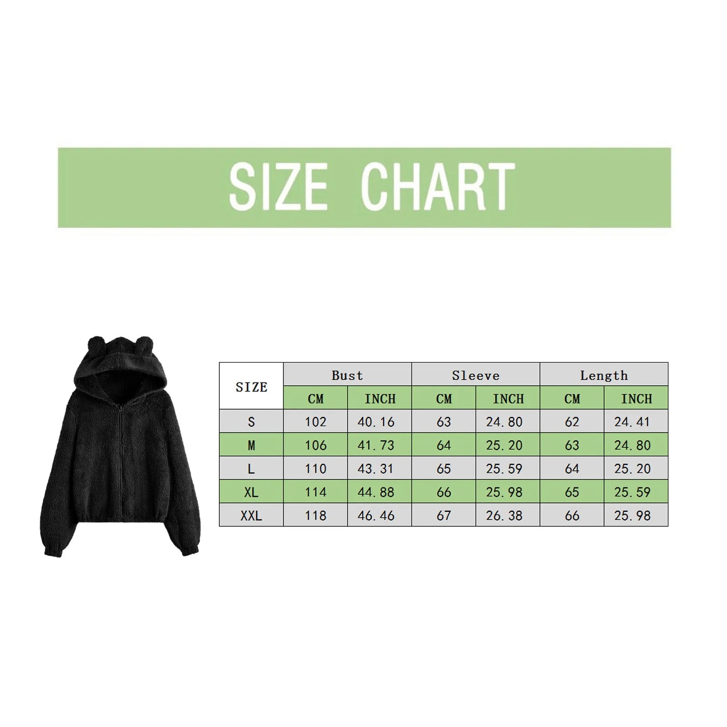 Women's Plush Zip-Up Hoodie with Bear Ear Hood Relaxed Casual Everyday Style