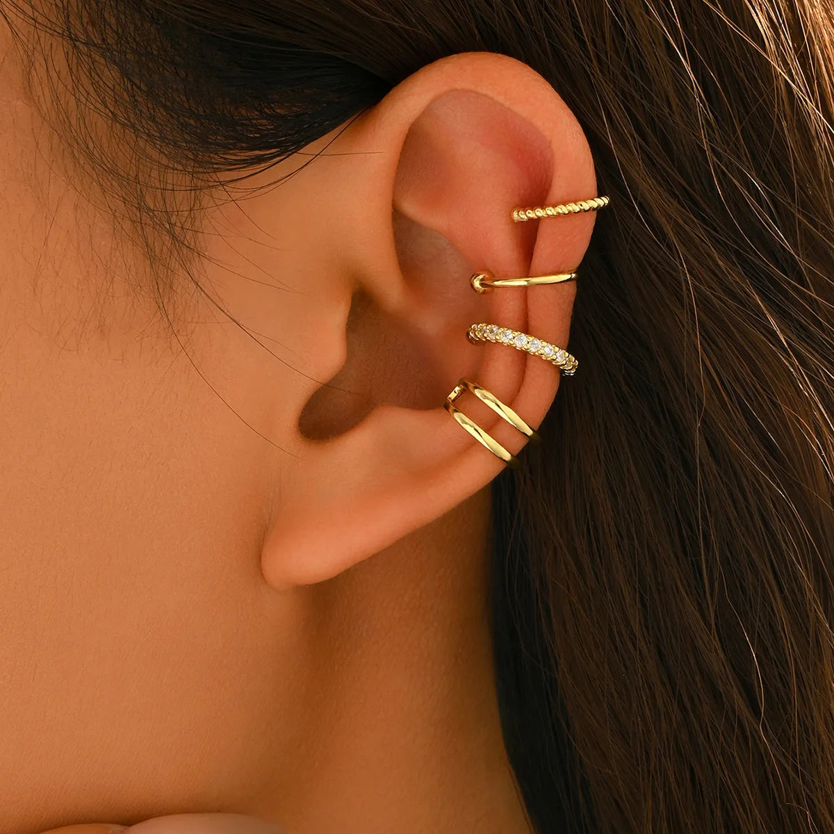 Minimalist Multi Band Ear Cuff for Modern Alternative Fashion Looks