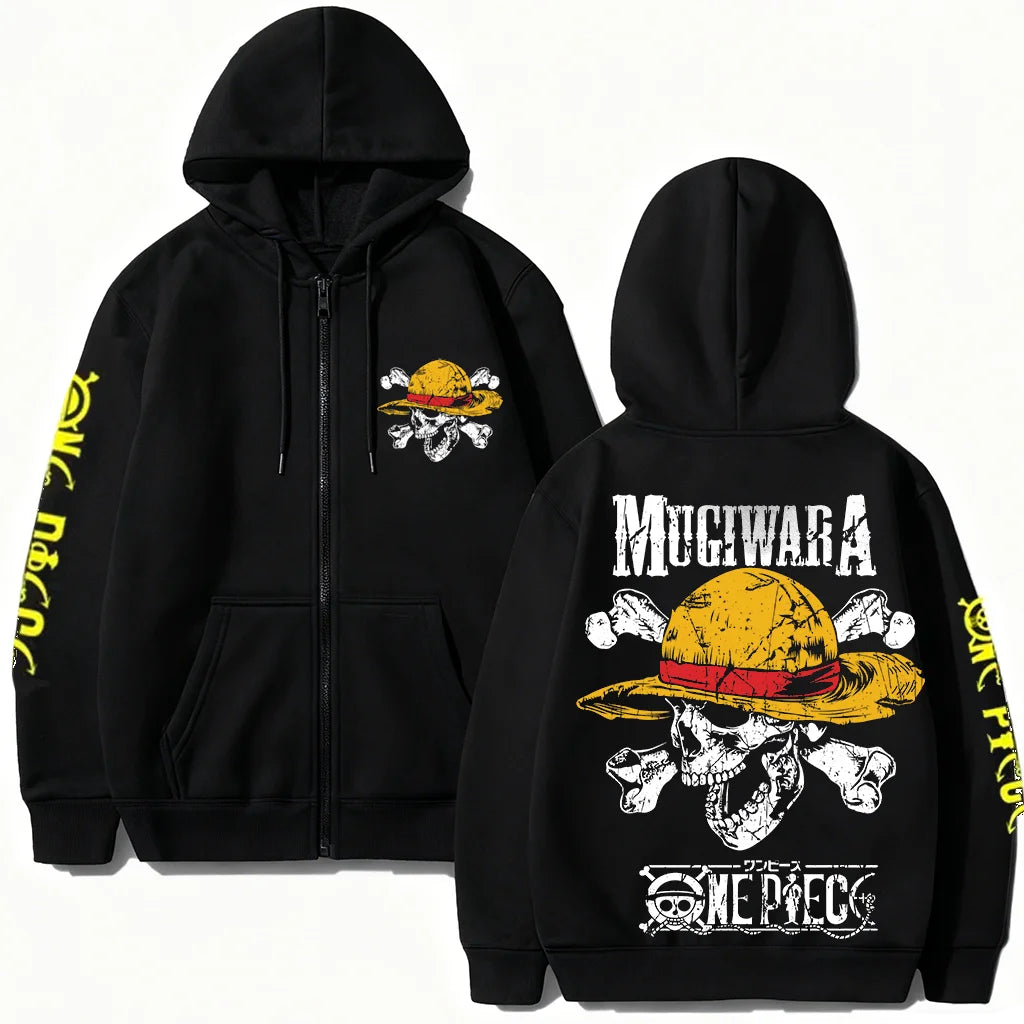 Pirate Adventure Zip Hoodie with Manga Streetwear Aesthetic
