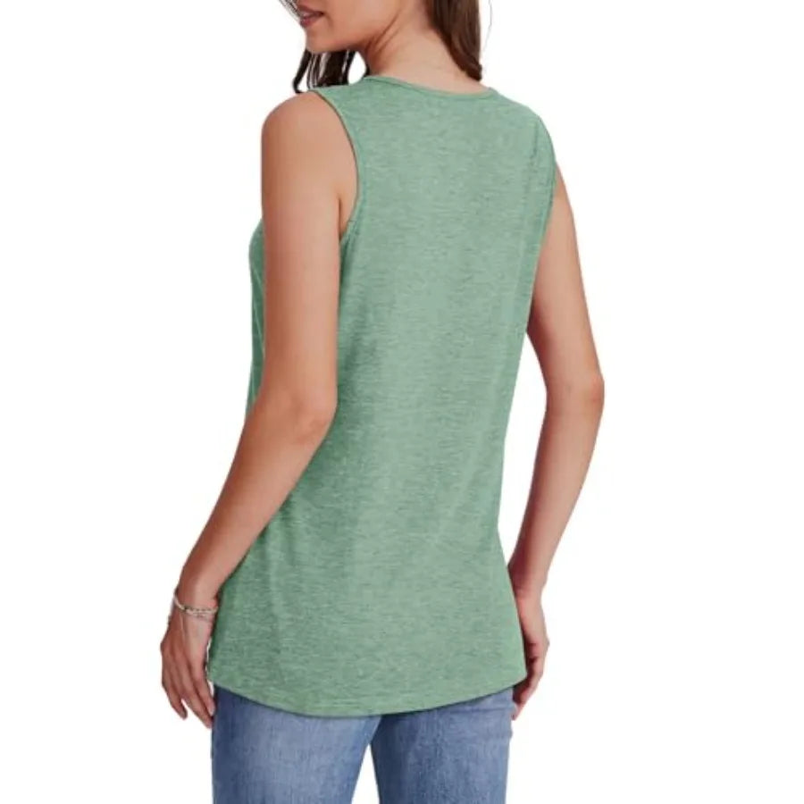 Relaxed V-Neck Sleeveless Tank Top with Soft Knit Everyday Casual Fit