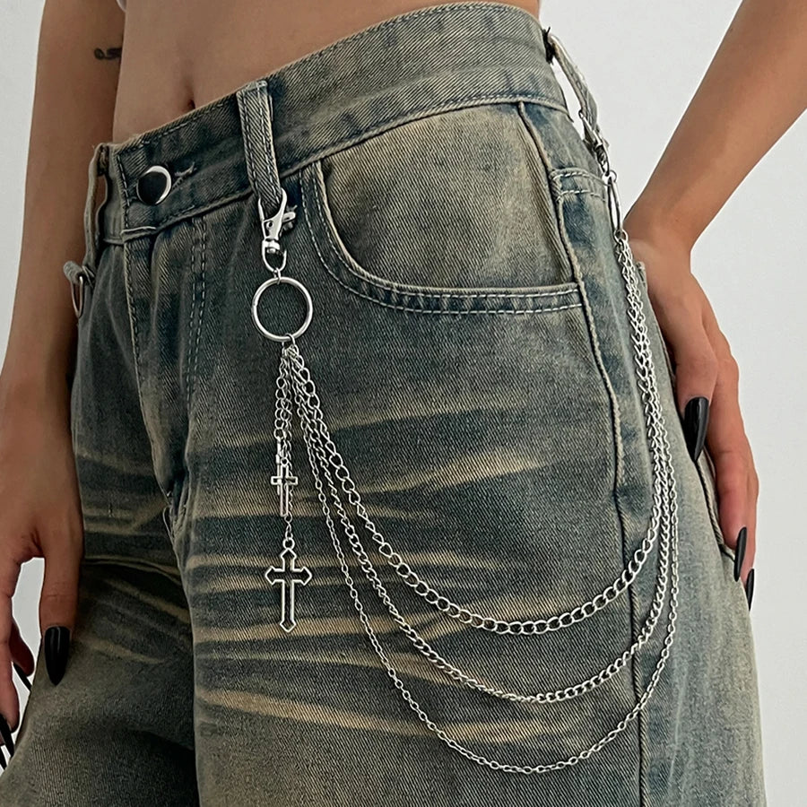Layered Star Charm Waist Chain for Gothic Punk and Y2K Styling