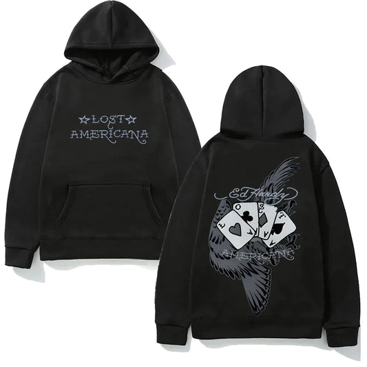 Illustrated Bird Graphic Hoodie with Oversized Streetwear Fit and Back Print