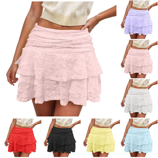 Layered Ruffle Tulle Mini Skirt with Flowy Y2K Streetwear Styling