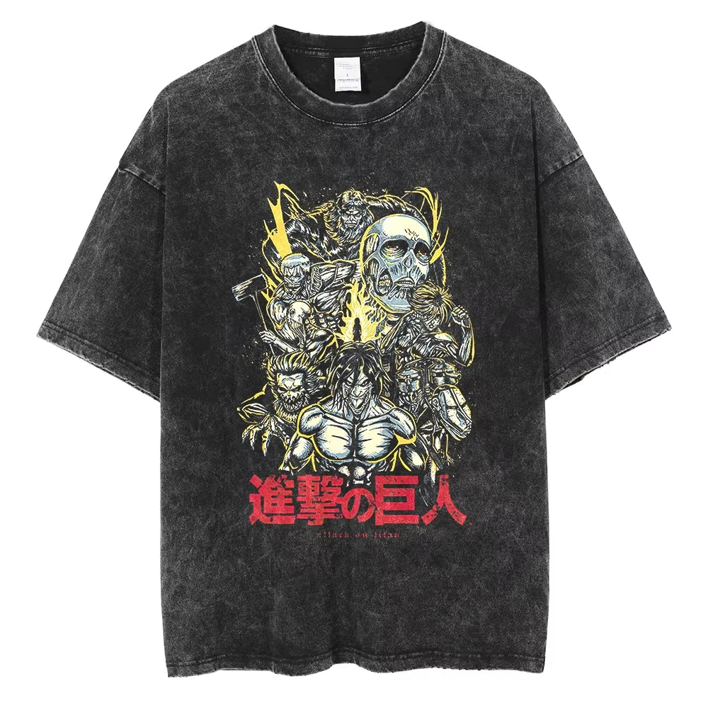 Dark Titan-Inspired Graphic Oversized Washed Alternative T-Shirt