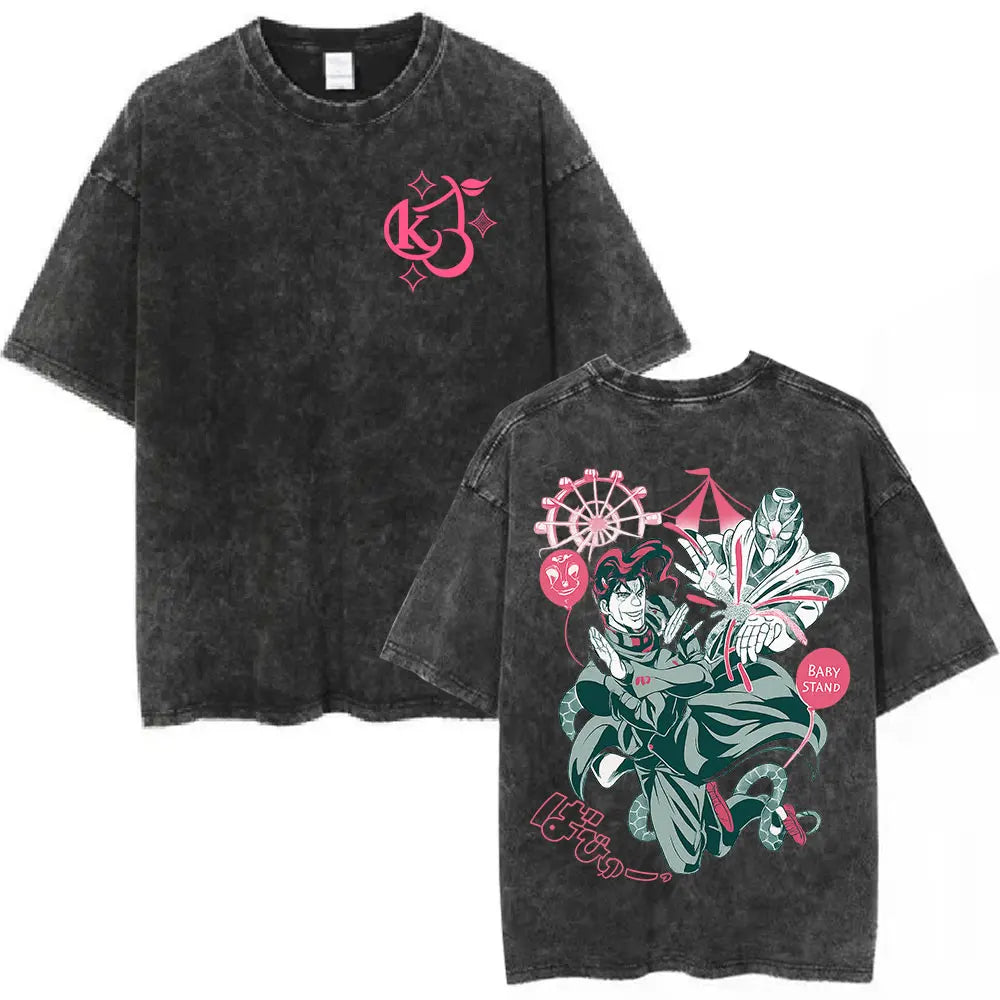 Anime Goth Oversized Streetwear Tee with Manga-Inspired Occult Graphic Artwork