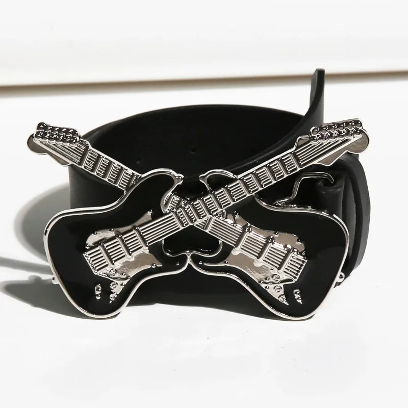 Western Inspired Guitar Buckle Belt for Punk and Y2K Fashion