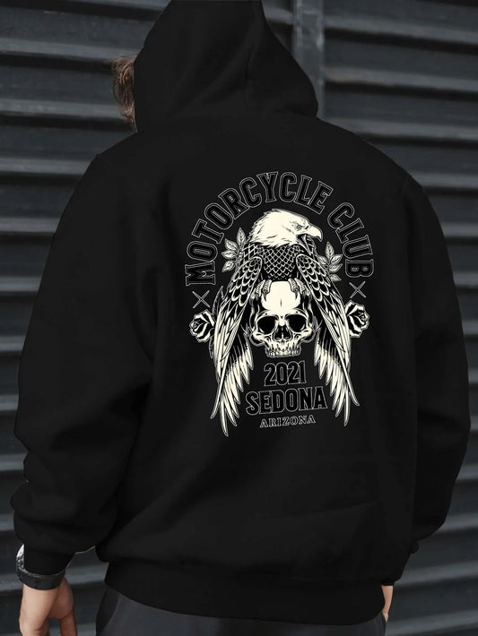 Anime-Inspired Gothic Skull Hoodie With Oversized Streetwear Fit