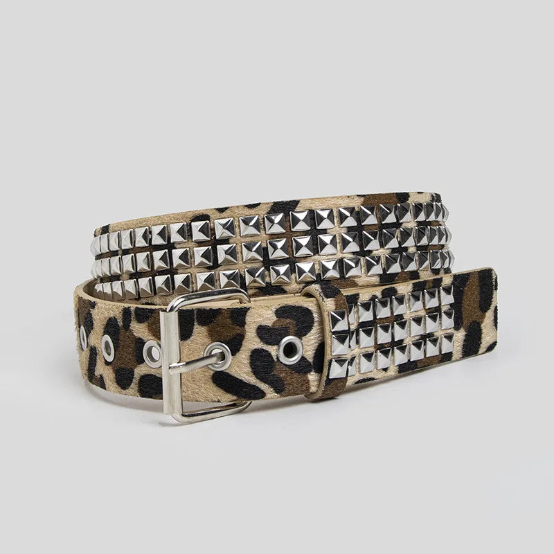 Faux Fur Rivet Waist Belt for Punk Y2K Alternative Fashion Styling