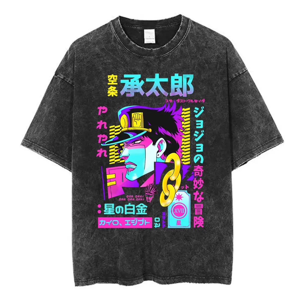 Anime Goth Retro Manga Streetwear Tee with Cyber Graphic Art Print