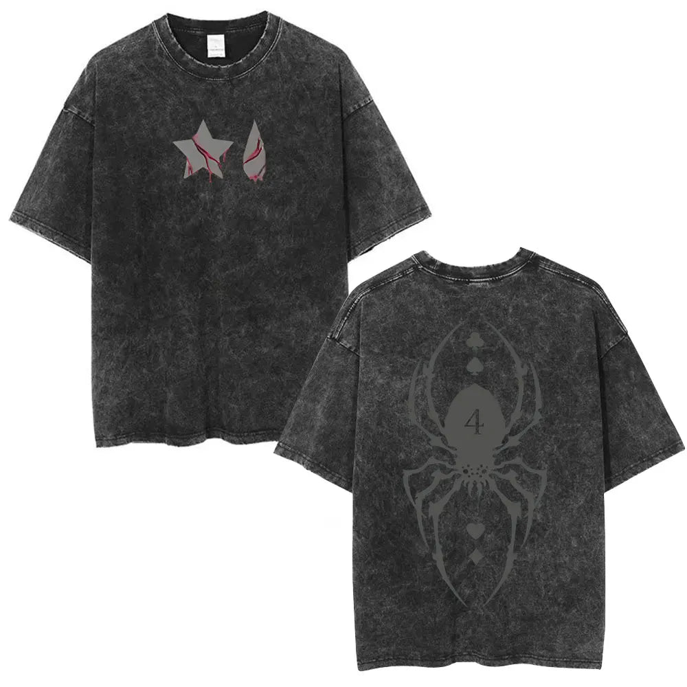 Dark Gothic Streetwear Graphic Oversized Manga-Inspired Cotton T-Shirt