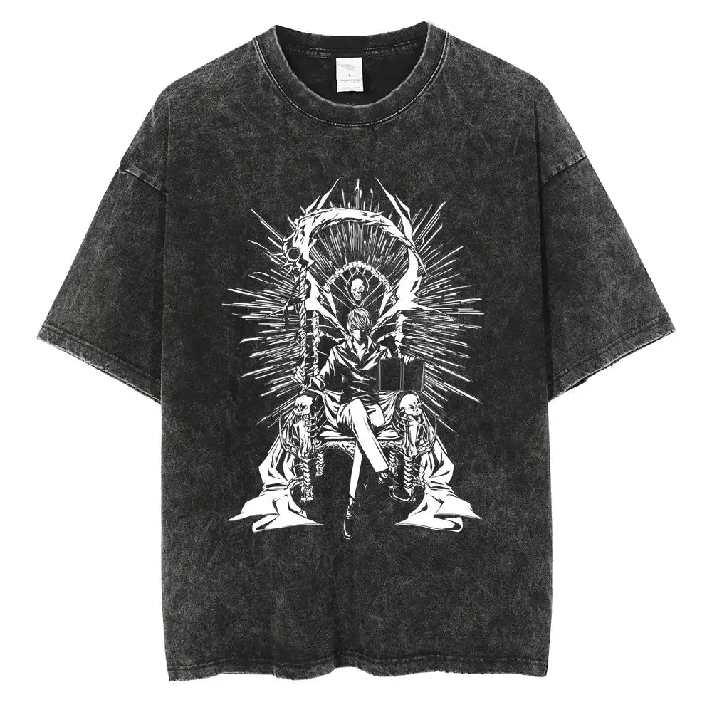 Dark Anime Sacred Figure Graphic T-Shirt with Gothic Manga Streetwear Aesthetic