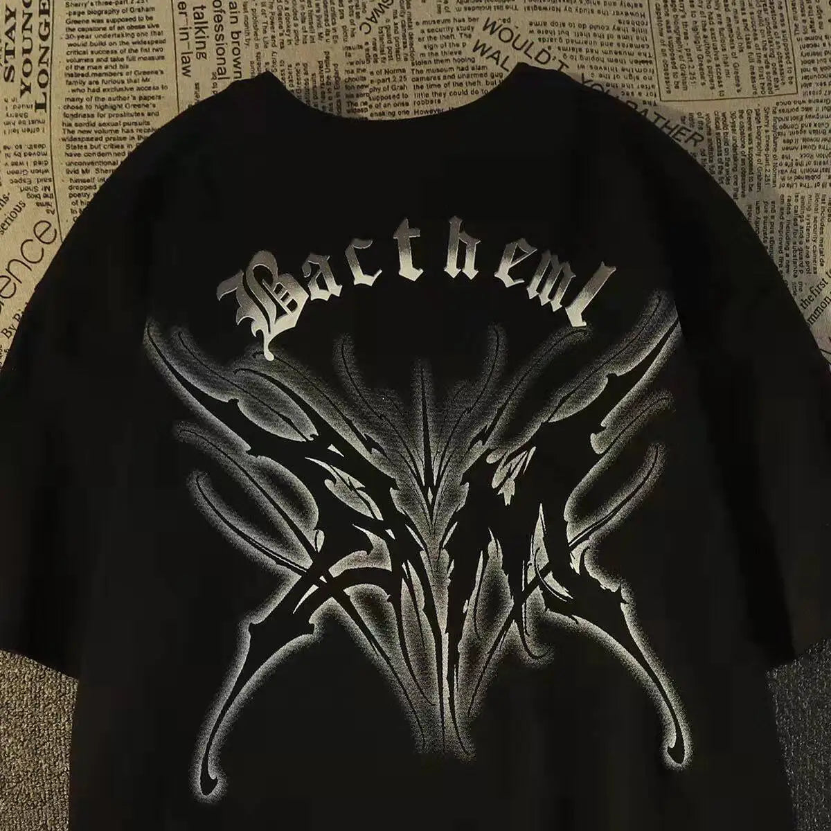 Oversized Tribal Butterfly Graphic Heavyweight Streetwear T-Shirt with Urban Edge
