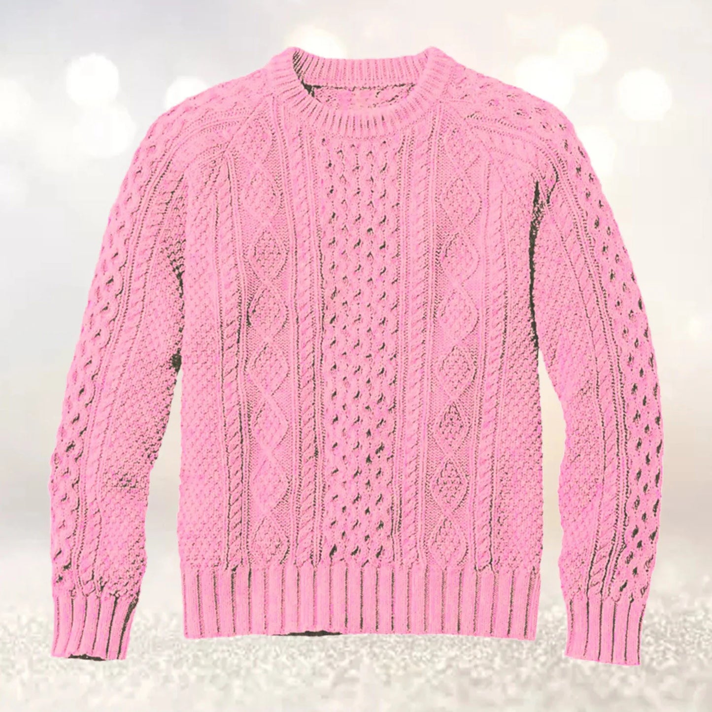 Men's Cable Knit Crew Neck Contemporary Relaxed Fit Sweater Pullover
