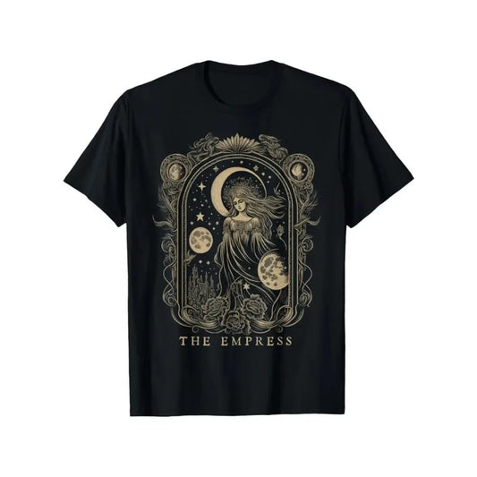 Anime Celestial Empress Graphic T-Shirt with Gothic Manga-Inspired Streetwear Design
