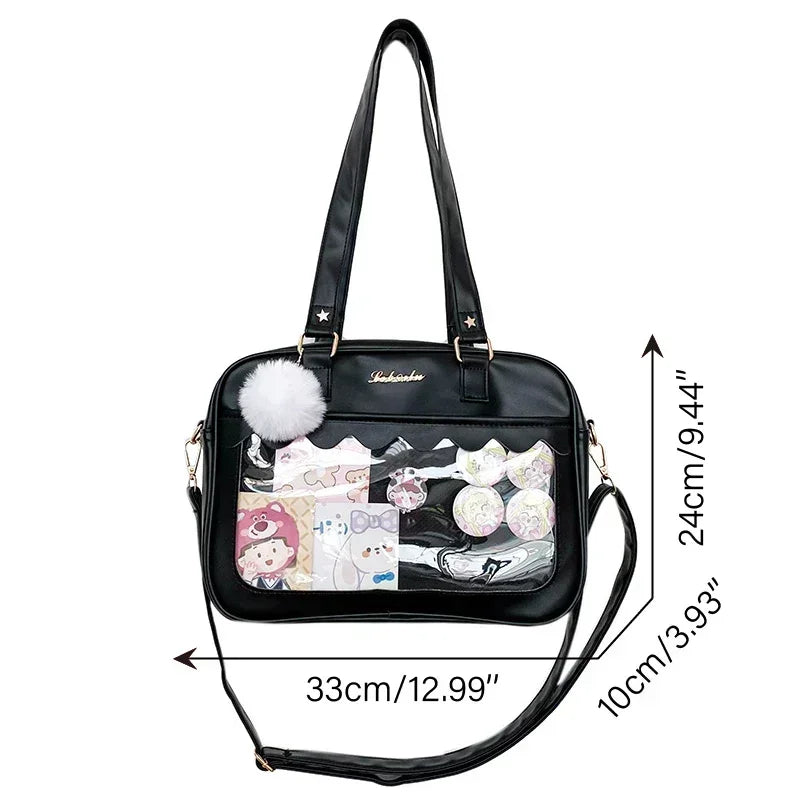 Display Window Box Shoulder Bag with Decorative Accent Details