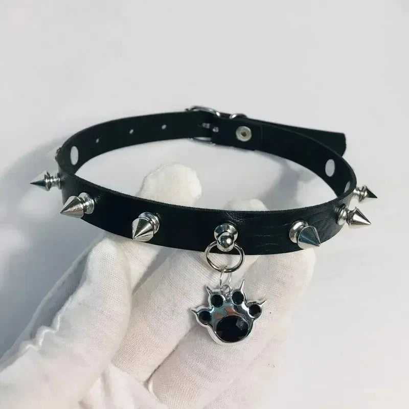 Cat Paw Charm Choker Necklace for Gothic Alternative Fashion Styling