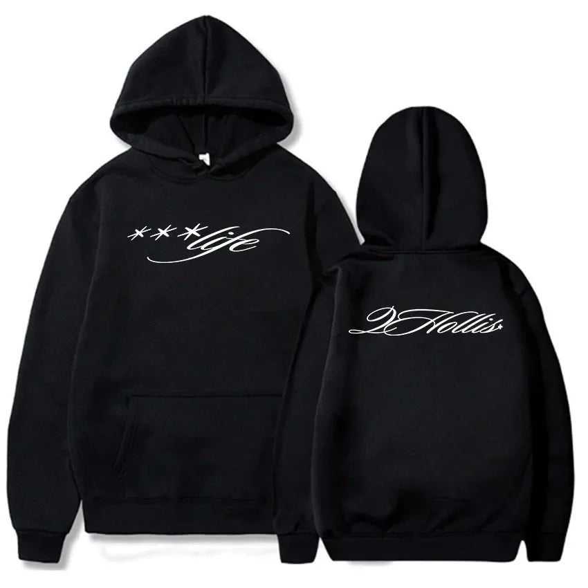 Minimalist Script Graphic Hoodie with Relaxed Streetwear Silhouette and Back Print